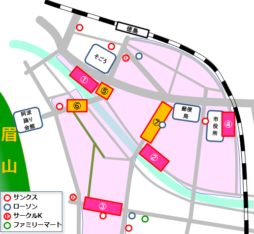 コンビニの簡略マップです