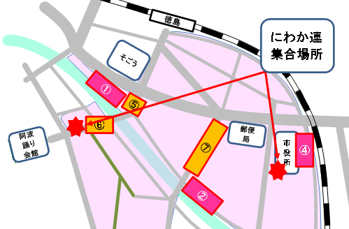 にわか連集合場所の地図